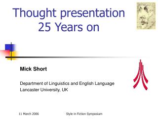 Thought presentation 25 Years on