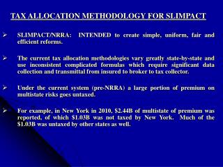 TAX ALLOCATION METHODOLOGY FOR SLIMPACT