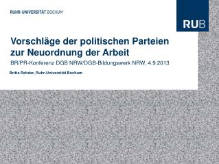 Vorschläge der politischen Parteien zur Neuordnung der Arbeit