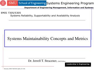 Systems Maintainability Concepts and Metrics