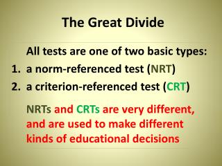 The Great Divide