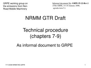 NRMM GTR Draft Technical procedure (chapters 7-9)
