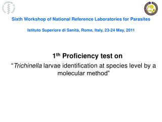 Sixth Workshop of National Reference Laboratories for Parasites