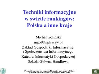 Techniki informacyjne w świetle rankingów: Polska a inne kraje