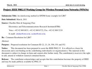 Project: IEEE P802.15 Working Group for Wireless Personal Area Networks (WPANs)