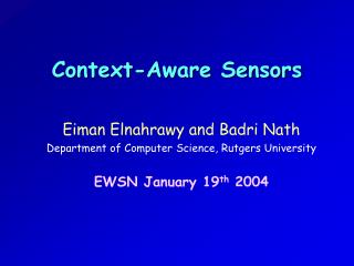 Context-Aware Sensors