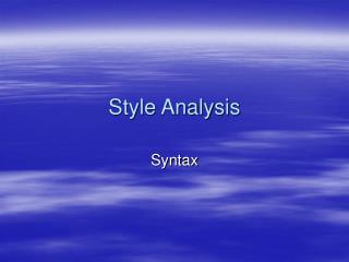 Style Analysis