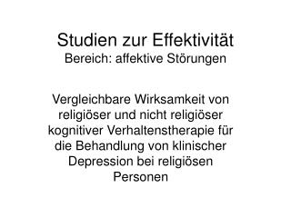 Studien zur Effektivität Bereich: affektive Störungen