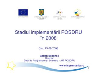 Stadiul implementării POSDRU în 2008 Cluj, 25.06.2008
