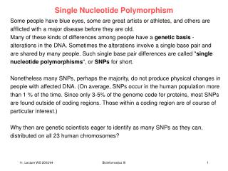 Single Nucleotide Polymorphism