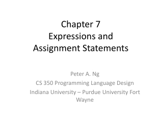 Chapter 7 Expressions and Assignment Statements