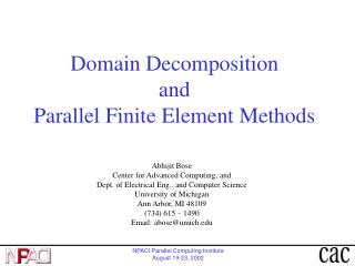 Domain Decomposition and Parallel Finite Element Methods