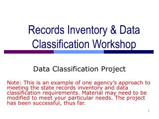 Records Inventory & Data Classification Workshop