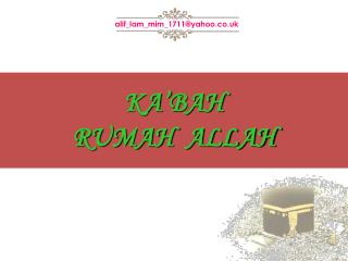 KA’BAH RUMAH ALLAH