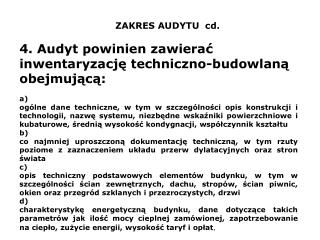 ZAKRES AUDYTU cd.