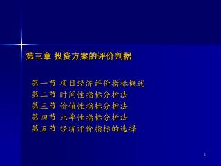 第三章 投资方案的评价判据