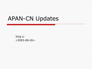 APAN-CN Updates