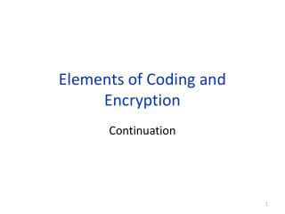 Elements of Coding and Encryption