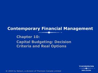 Contemporary Financial Management