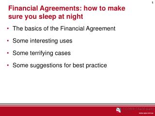 Financial Agreements: how to make sure you sleep at night