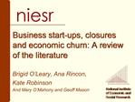 Business start-ups, closures and economic churn: A review of the literature