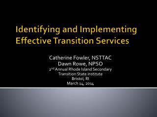 Identifying and Implementing Effective Transition Services