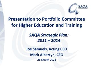 Presentation to Portfolio Committee for Higher Education and Training