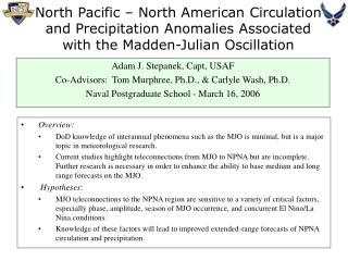 Adam J. Stepanek, Capt, USAF Co-Advisors: Tom Murphree, Ph.D., &amp; Carlyle Wash, Ph.D.