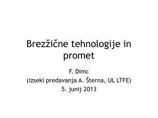 Brezžične tehnologije in promet