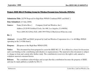 Project: IEEE 802.15 Working Group for Wireless Personal Area Networks (WPANs)