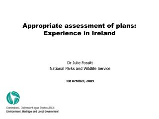 Appropriate assessment of plans: Experience in Ireland