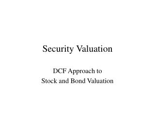 Security Valuation