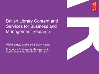 British Library Content and Services for Business and Management research