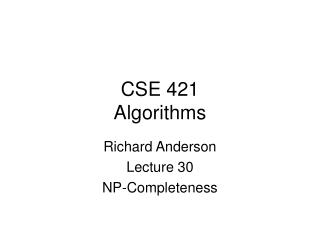 CSE 421 Algorithms