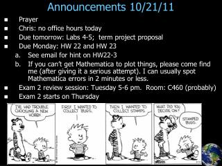 Announcements 10/21/11