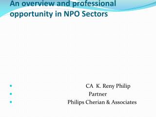 An overview and professional opportunity in NPO Sectors