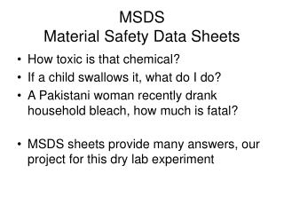 MSDS Material Safety Data Sheets