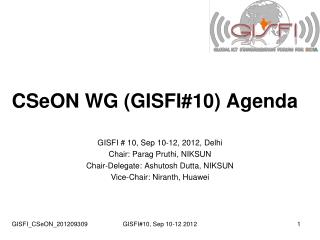 CSeON WG (GISFI#10) Agenda
