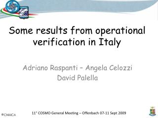 Some results from operational verification in Italy