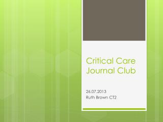Critical Care Journal Club
