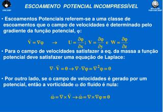 ESCOAMENTO POTENCIAL INCOMPRESSÍVEL