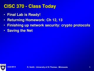 CISC 370 - Class Today