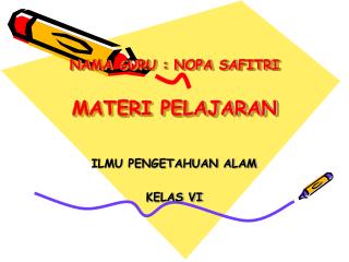 NAMA GURU : NOPA SAFITRI MATERI PELAJARAN