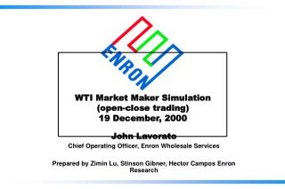 WTI Market Maker Simulation (open-close trading) 19 December, 2000