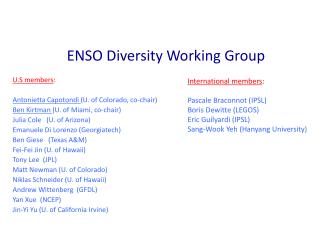 ENSO Diversity Working Group