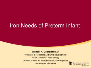 Iron Needs of Preterm Infant