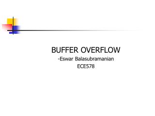 BUFFER OVERFLOW -Eswar Balasubramanian ECE578