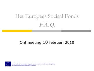 Het Europees Sociaal Fonds F.A.Q.