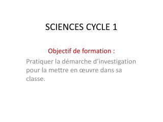 SCIENCES CYCLE 1