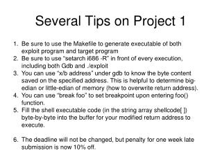 Several Tips on Project 1